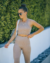 Sculpt Ribbed Knit Crop Tank - Dusty Mauve